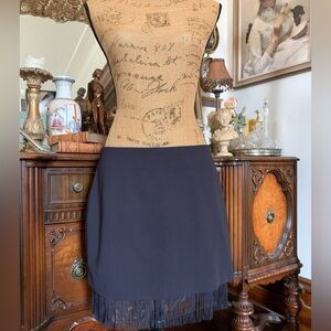 New With Tags H&M Dark Navy Blue Sexy Classic Mini Skirt with Tassel Fringe Hem